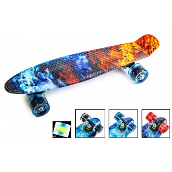 Пенни Борд с рисунком Zippy skateboards Ultra Led Ice and Fire Огонь и Лед